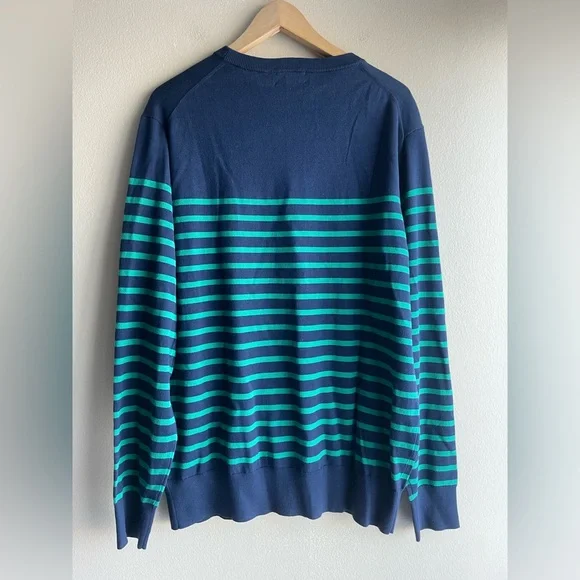 New Brooks Brothers Men Striped Crew Neck Sweater Size XL